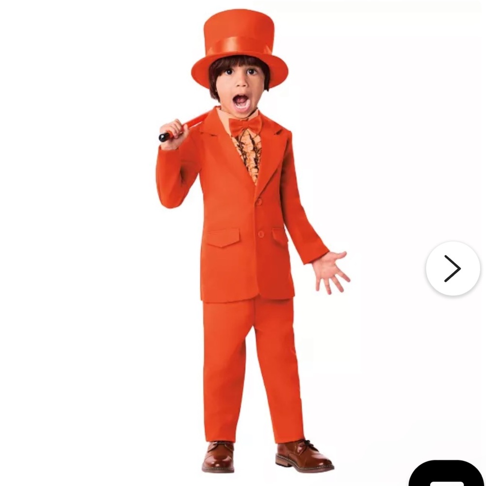 Toddler, dumb and dumber costume. Orange Lloyd tuxedo in 4T